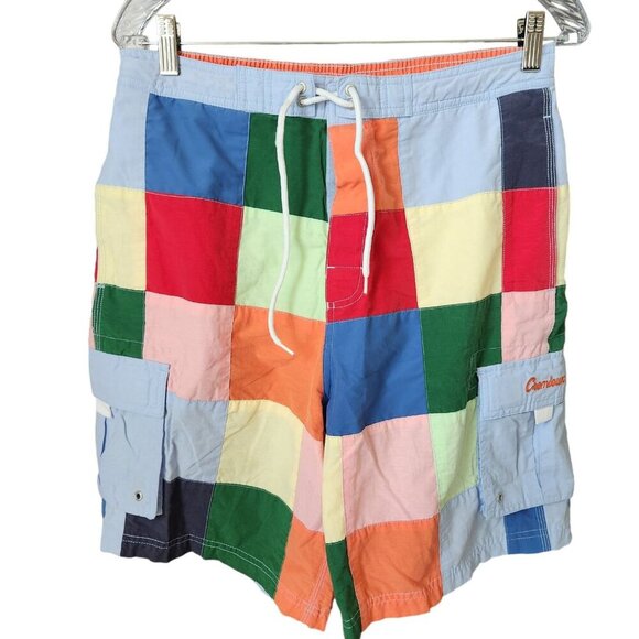 Cremieux Men's Medium Colorblock Patchwork Board Shorts Cargo Pockets Swimwear - Picture 13 of 13